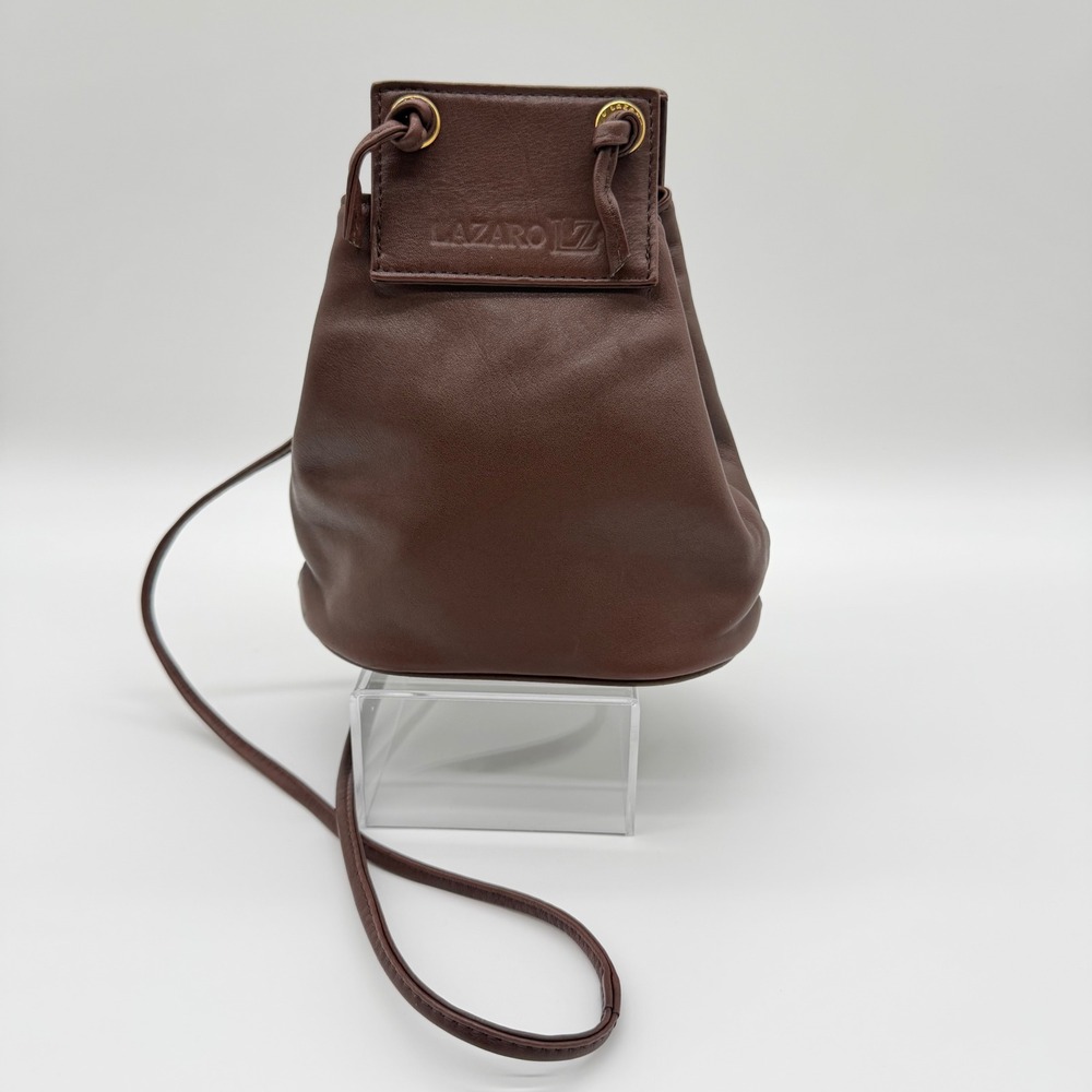 Lazaro Brown Leather Drawstring Crossbody Bag Pouch Cuero de Vaca Argentina